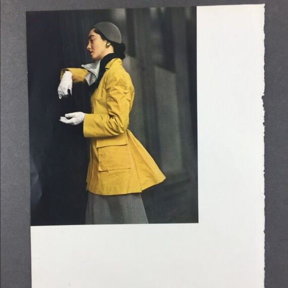 ! 1 Page/2 Sides from VTG 1951 Photo Book, Black Coat w Red Scarf, Yellow Coat - Picture 2 of 4